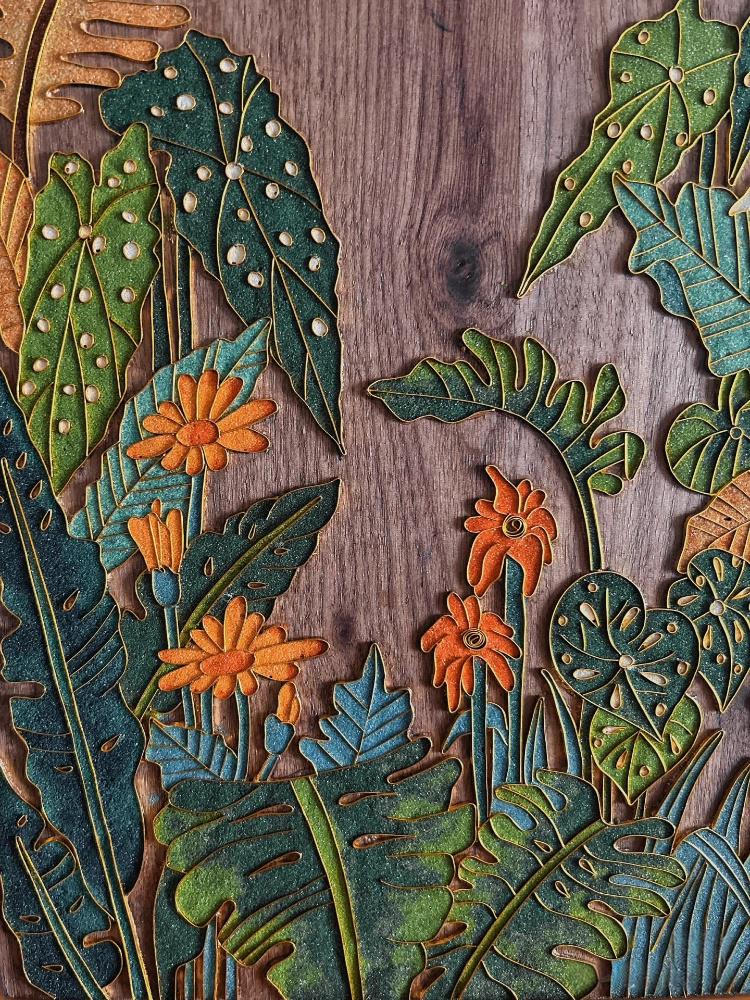 Lucky Custom Cloisonné Enamel House Number Plate – Tropical Jungle Design for a Unique Home Entrance